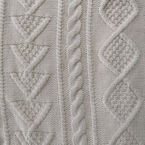 Liz Claiborne soft cream cable double zip cardigan detachable collar size M - Picture 5 of 7